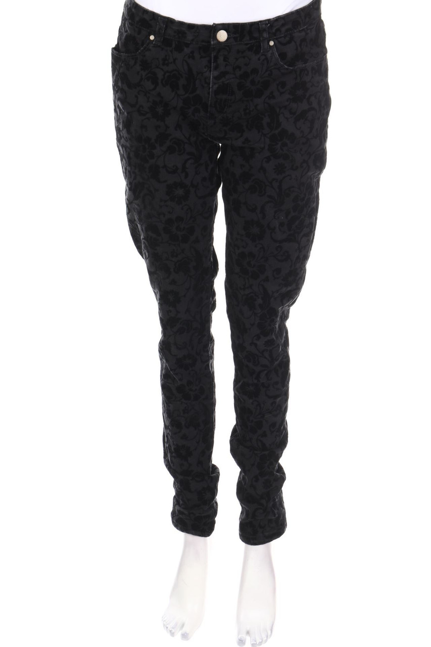 NAF NAF - Jeans-Hose mit Flock-Print mit floralem Muster - D 40