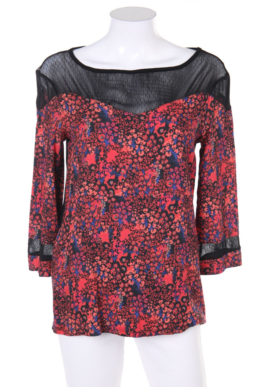 promod - Print-Bluse mit Mesh-Einsatz - M