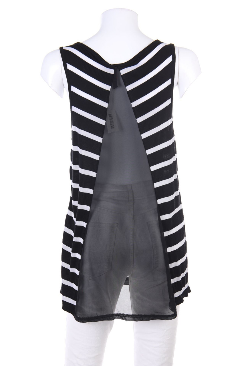 FB SISTER - Streifen-Strick-Top mit Mesh-Einsatz - M