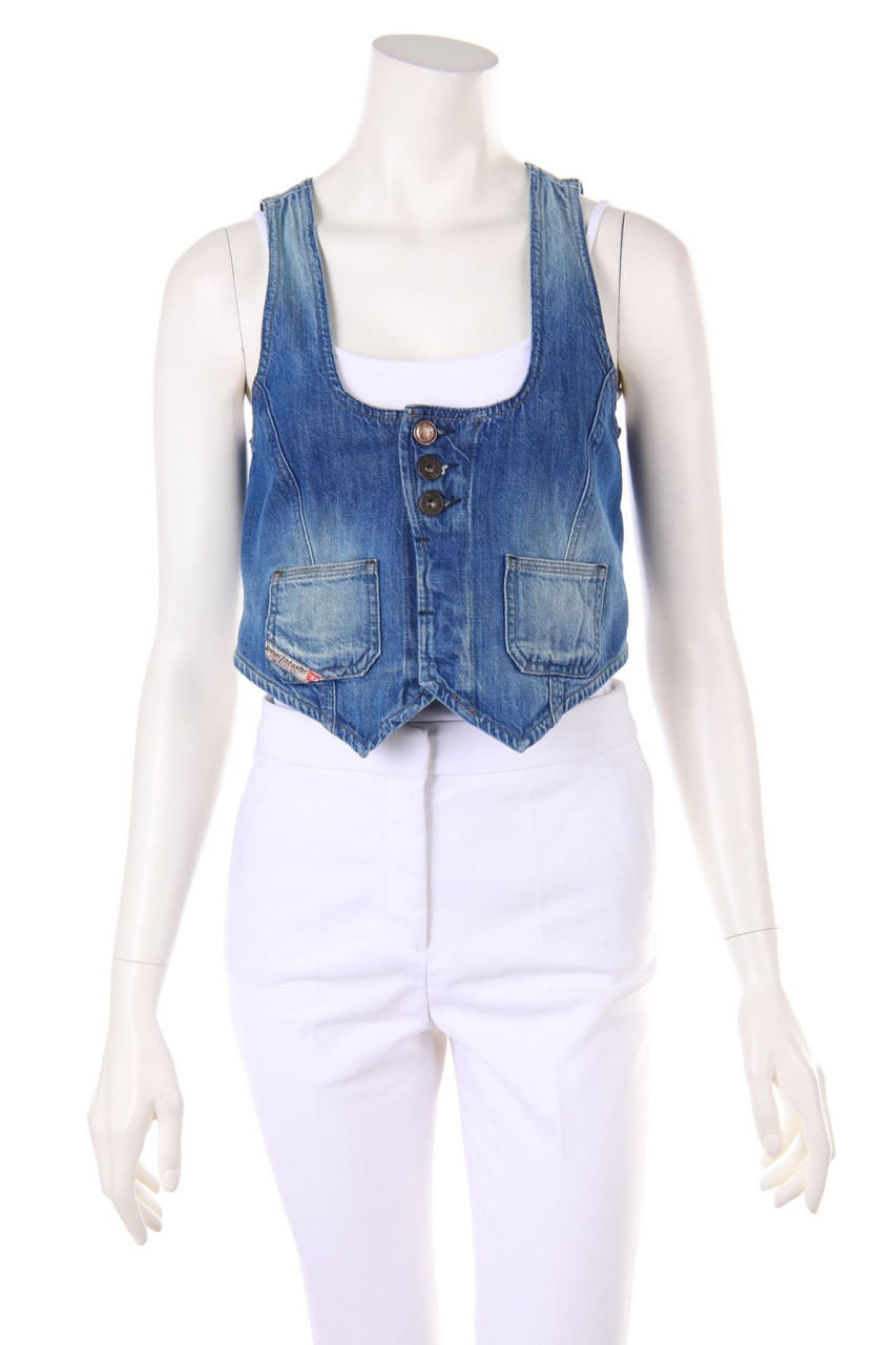 DIESEL - Denim-Weste mit Logo-Applikation - S