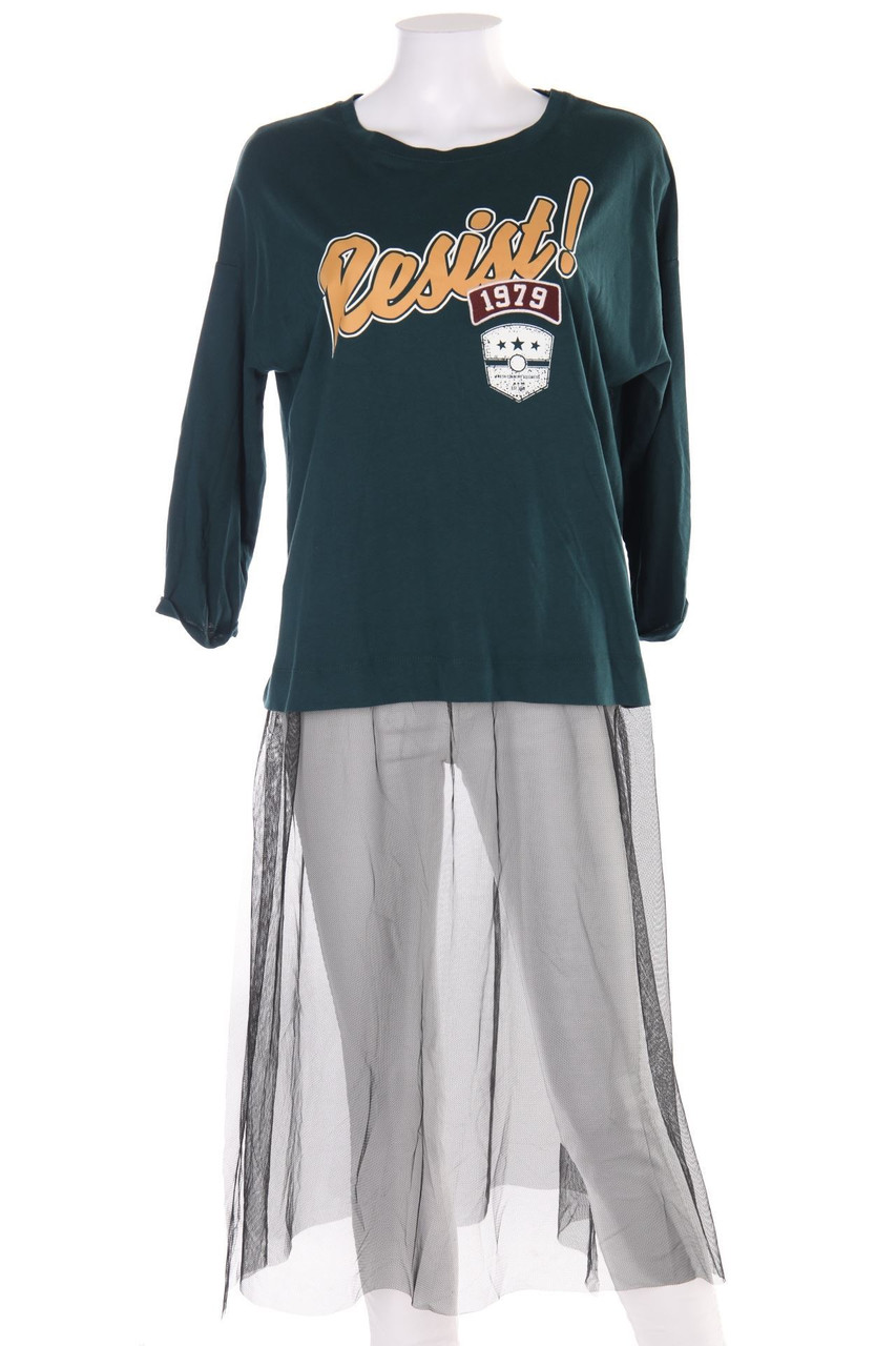 Bershka BSK GIRL - Print-dress with Mesh Insert - M