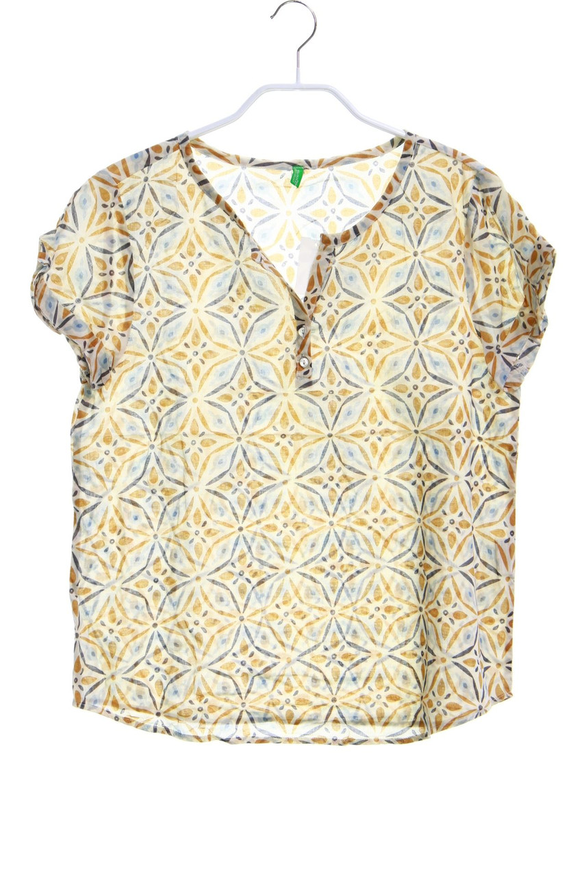 UNITED COLORS OF BENETTON - Shortsleeve Blouse, Cotton with Print - XS