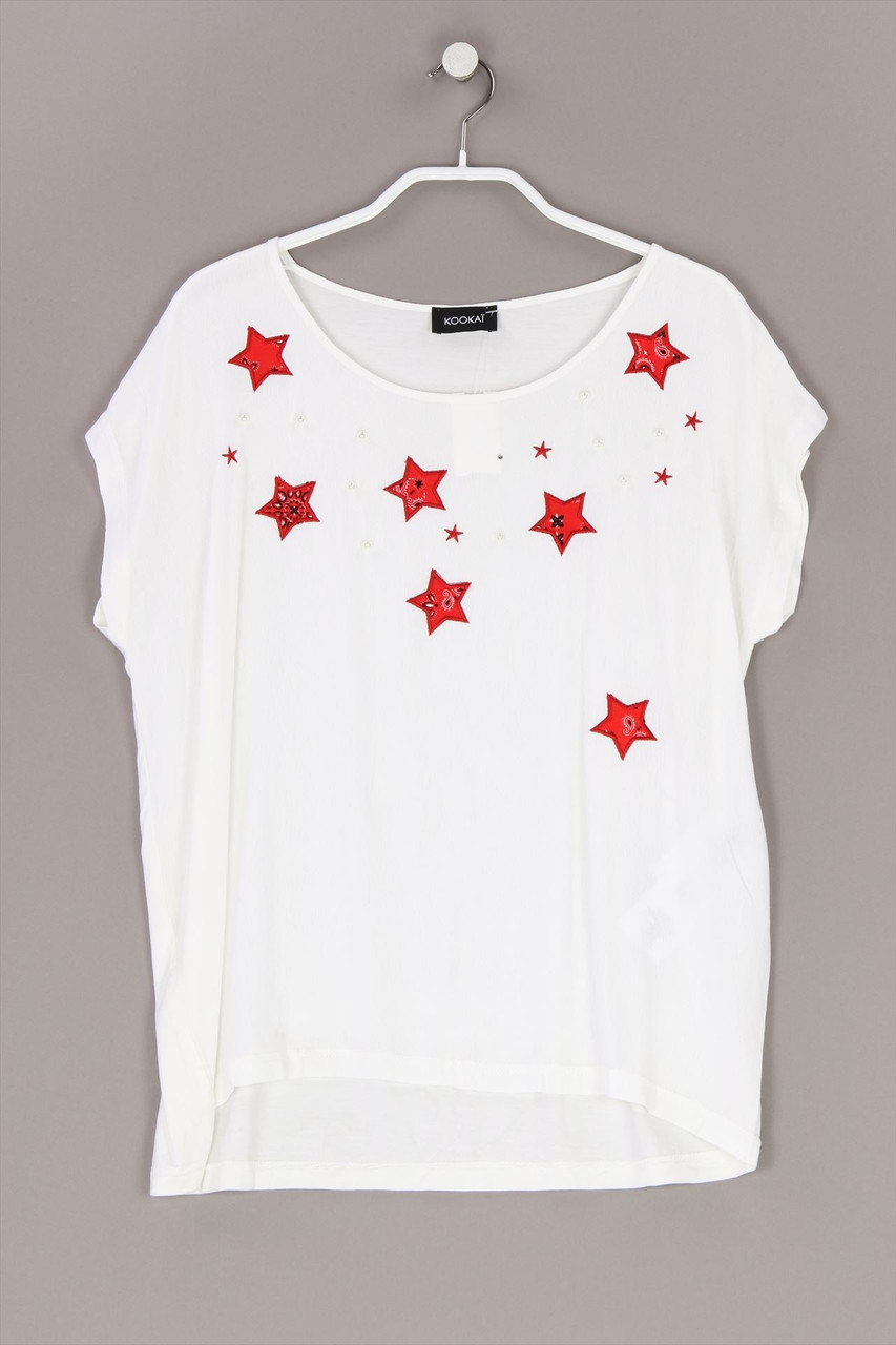 KOOKAI - Blusentop mit Stickereien mit Perlen - D 36