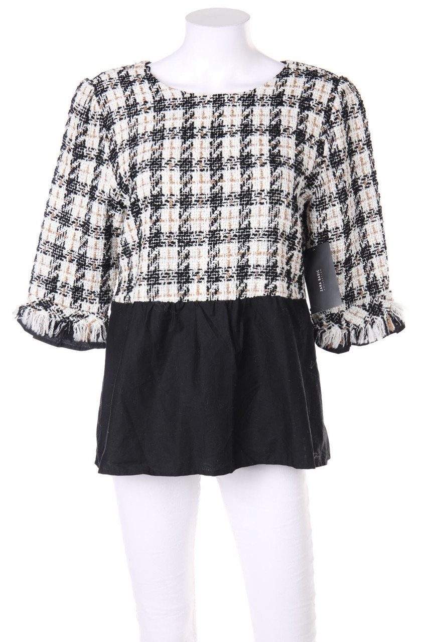 ZARA - Bluse mit 3/4-Ärmel im Layer Look mit Wolle - L