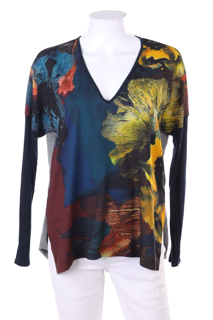 ZARA - Longsleeve-Shirt mit Blumen-Print - M