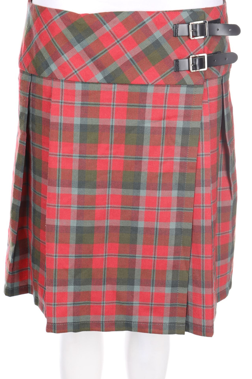 LOCHCARRON - Wrap-Pleated Mini-Skirt with Tartan Pattern, Wool - D 42