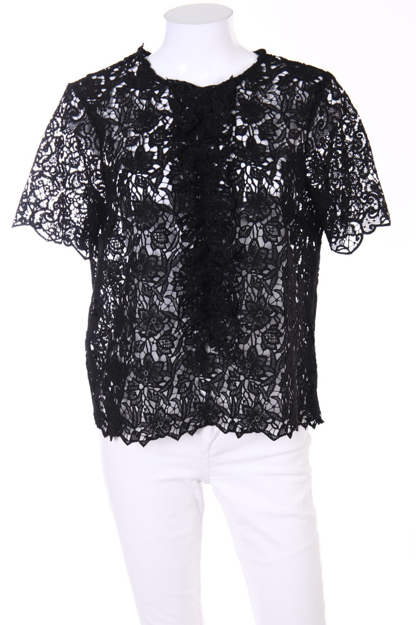 ZARA WOMAN - Spitzen-Bluse mit Rüschen - L