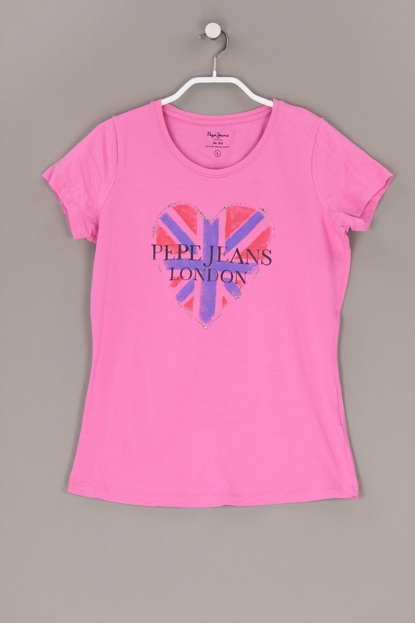 Pepe Jeans London - Print-Shortsleeve-Shirt with Rhinestones - L