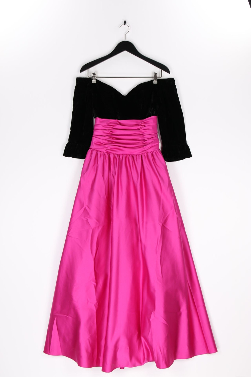 Vivian Dessy Diamond for DESSY CREATIONS - 80s-Vintage-Maxi-Kleid mit Samt - D 36