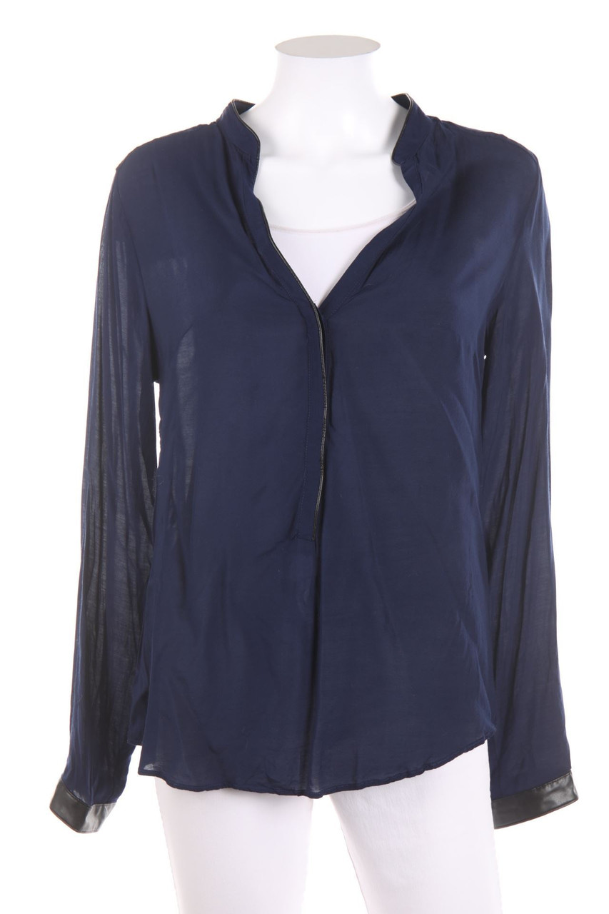 ZARA WOMAN - Bluse mit Kunstleder-Details - L