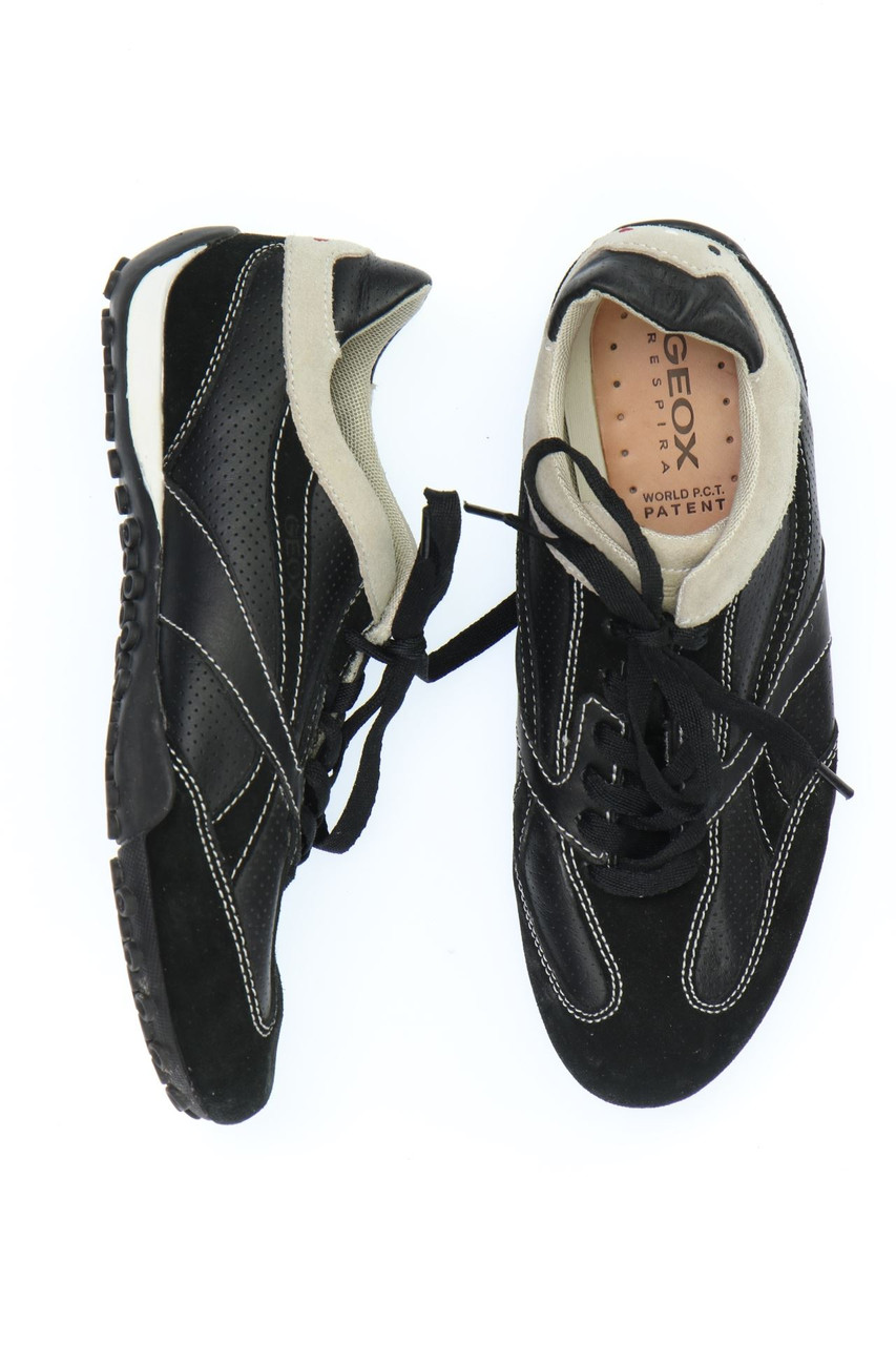 GEOX RESPIRA - Real Leather low-top sneakers with Embossed Logo