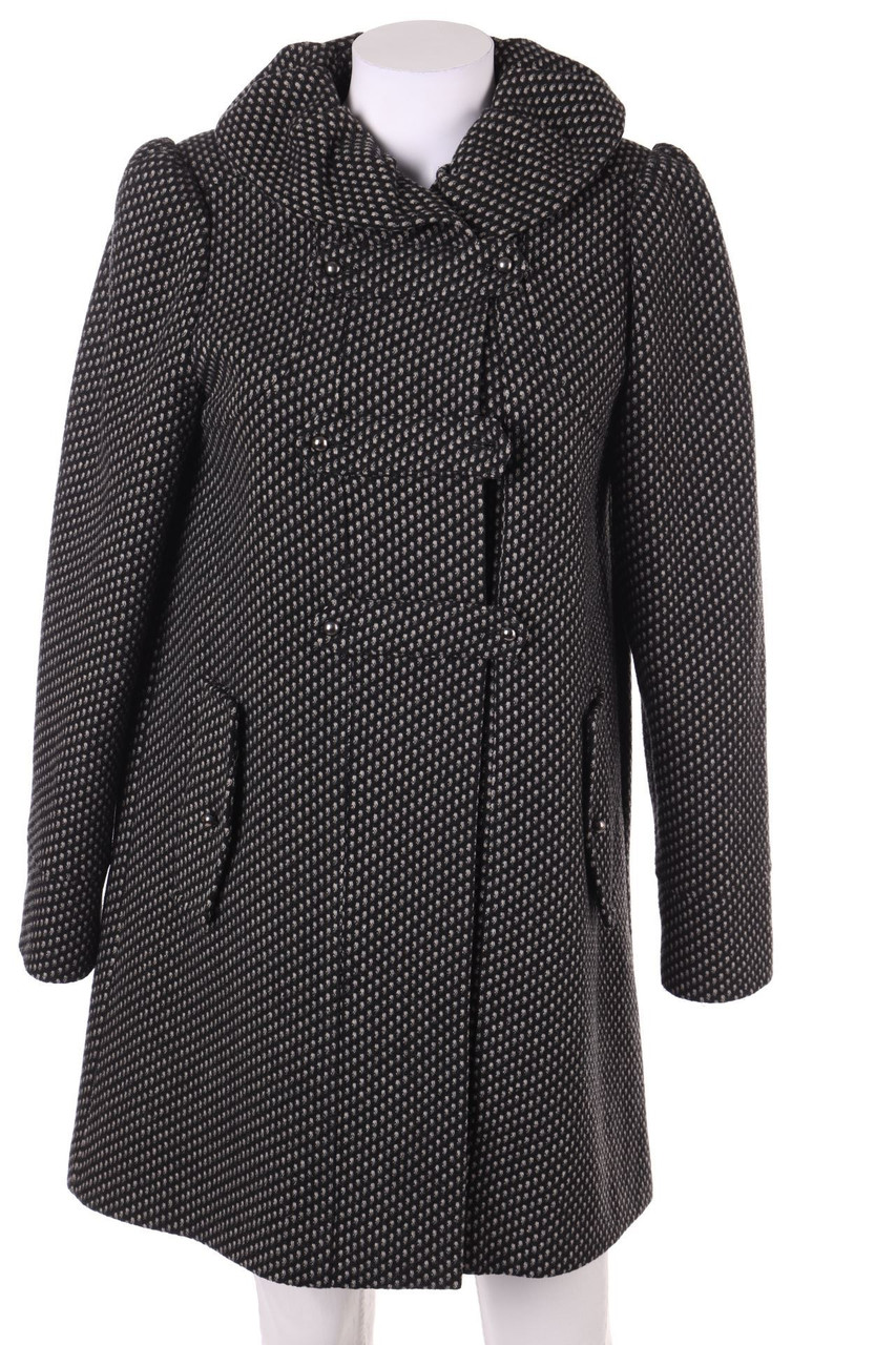 NAF NAF - Muster-Mantel aus Woll-Mix mit Schalkragen - D 40