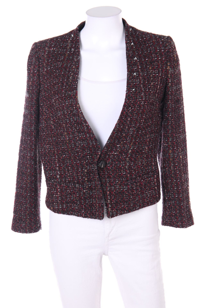 MANGO COLLECTION - Bouclé Blazer, Wool-Blend with Studs - M