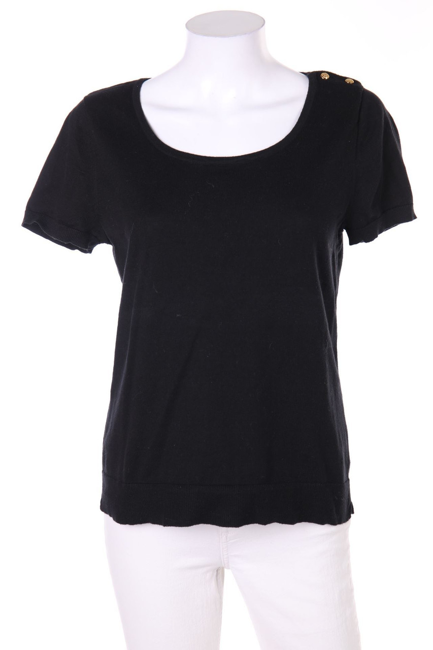 LAUREN RALPH LAUREN - Kurzarm-Strick-Pullover aus Baumwolle mit Schmuck-Knöpfen - L