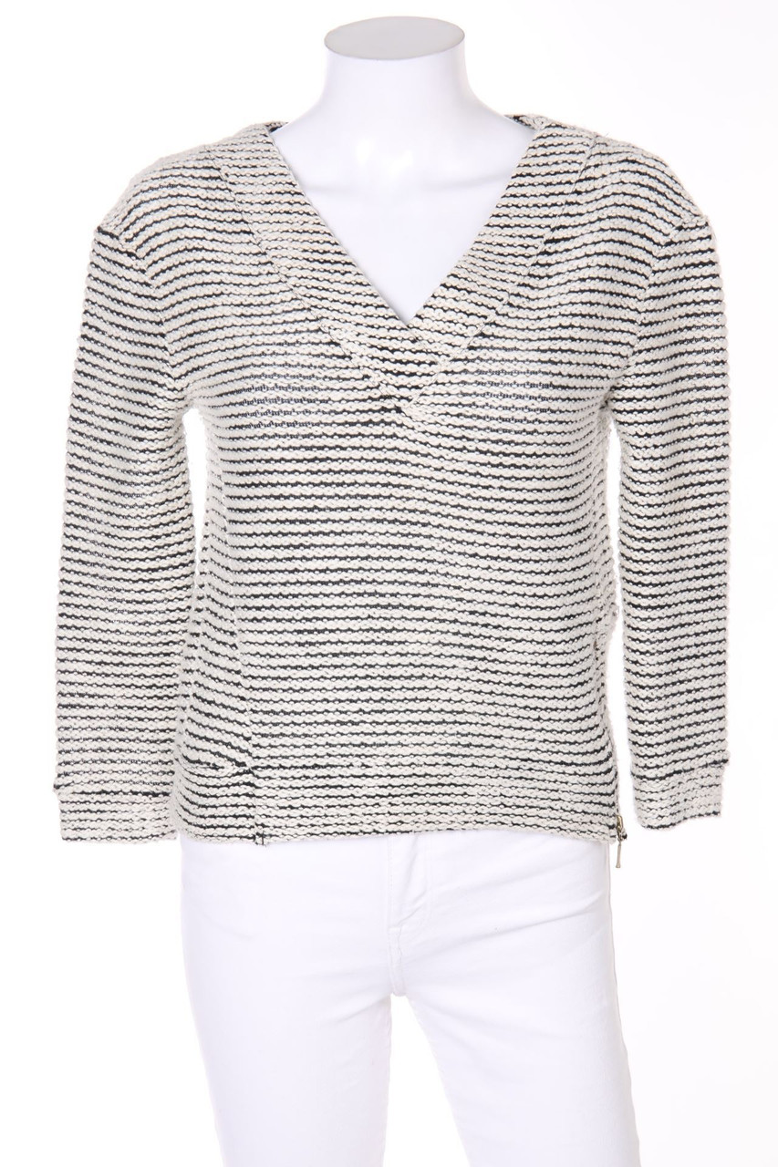 NAF NAF - Streifen-Strick-Pullover mit Metallic-Effekt - XS