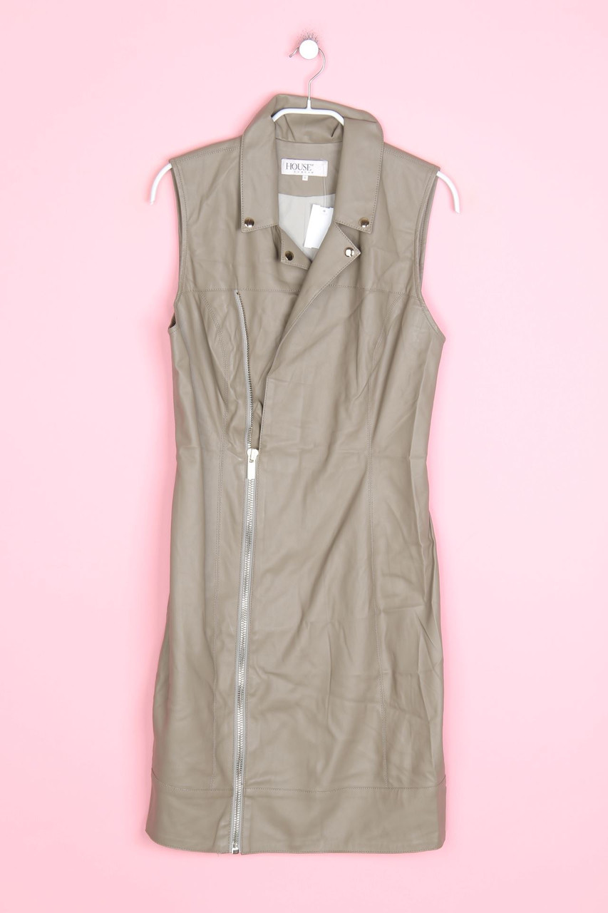 HOUSE OF CB LONDON - Faux Leather-dress with Asymmetrical Cut - M