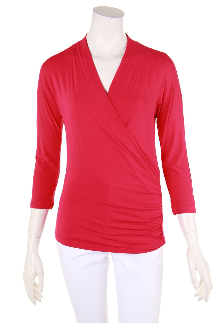 Max Mara STUDIO - 3/4-Arm-Shirt in Wickel-Optik mit Raffungen - S