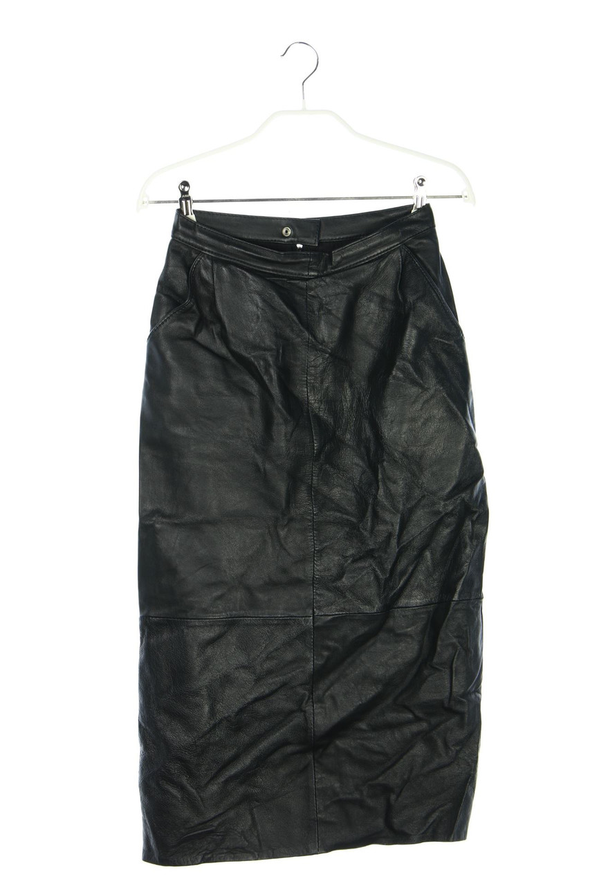 VINTAGE - Midi Leather Skirt with Slit - D 36