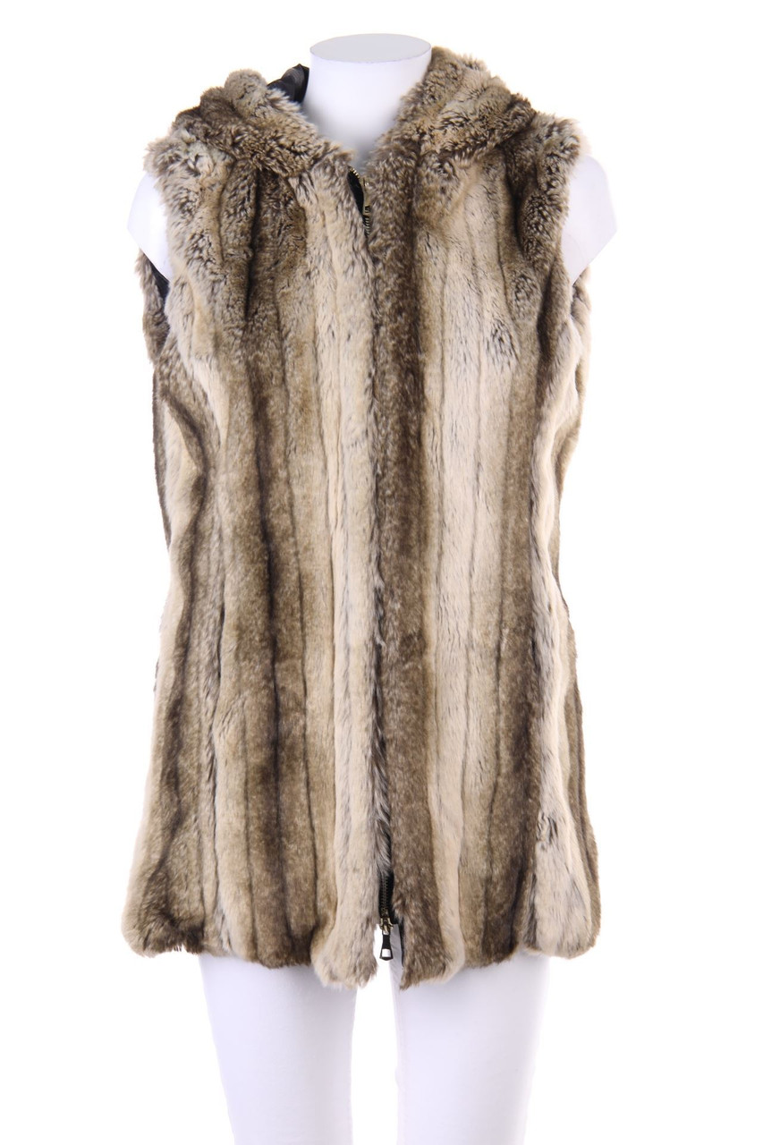 LEONARDO - Fake Fur-Gilet with Hood - D 36