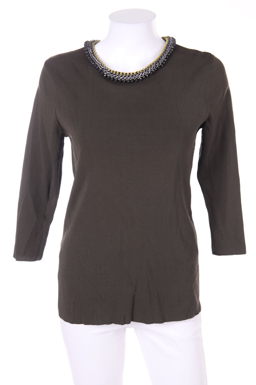 Zara Knit - Stretch-Strick-Pullover mit Applikationen - M