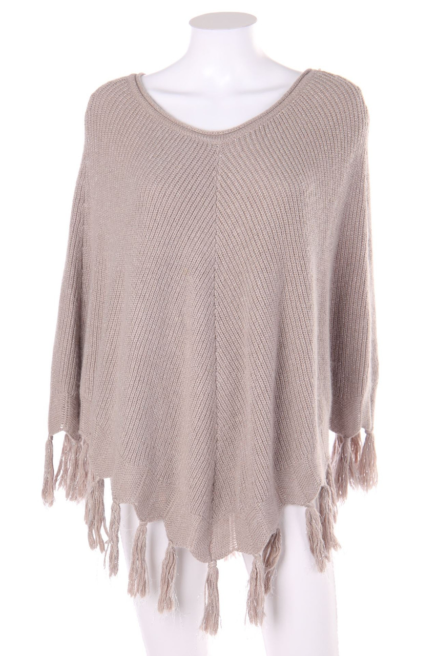 NAF NAF - Glitzer-Poncho mit Quasten - ONE SIZE