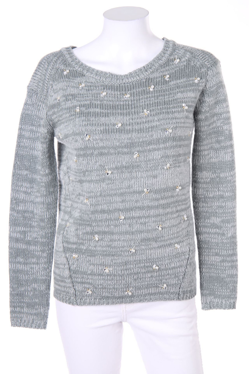 NAF NAF - Strick-Pullover aus Woll-Mix mit Schmuckstein-Applikation - XS