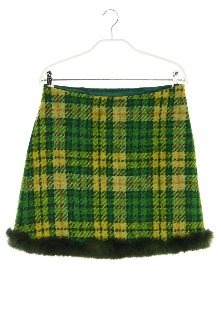 Anthropologie - Minirock aus Woll-Mix mit Echt-Pelz-Besatz - S
