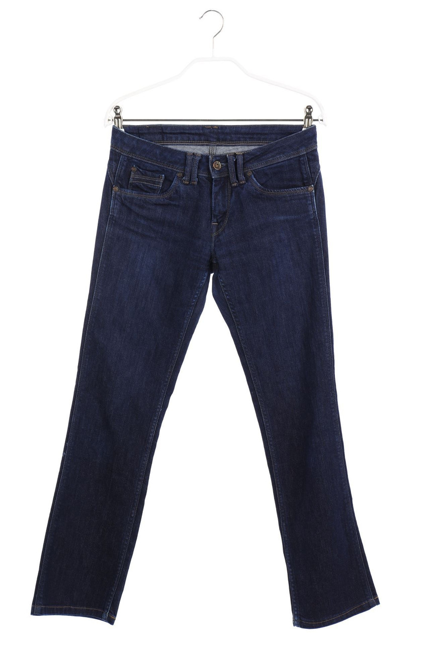Pepe Jeans London - Straight Cut Dark Denim Jeans with Logo Patch - D 36