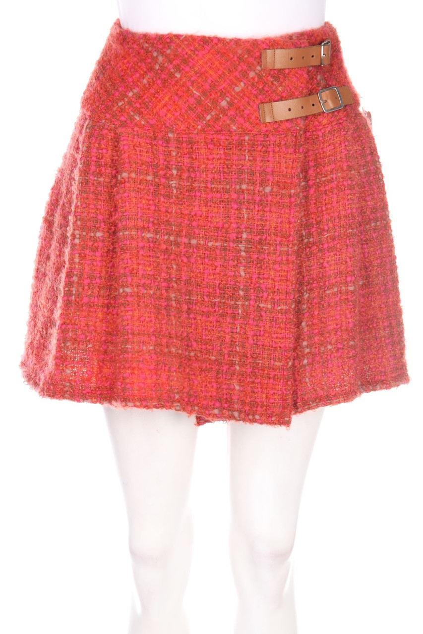 LOCHCARRON - Pleated Mini-Skirt, Pure Virgin Wool with Epaulettes - D 34-36