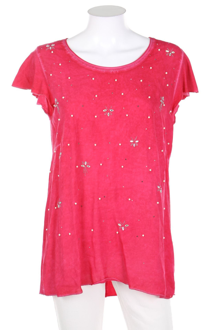 No Label - Garment Dyed-Shirt with Jewelry Stones - M