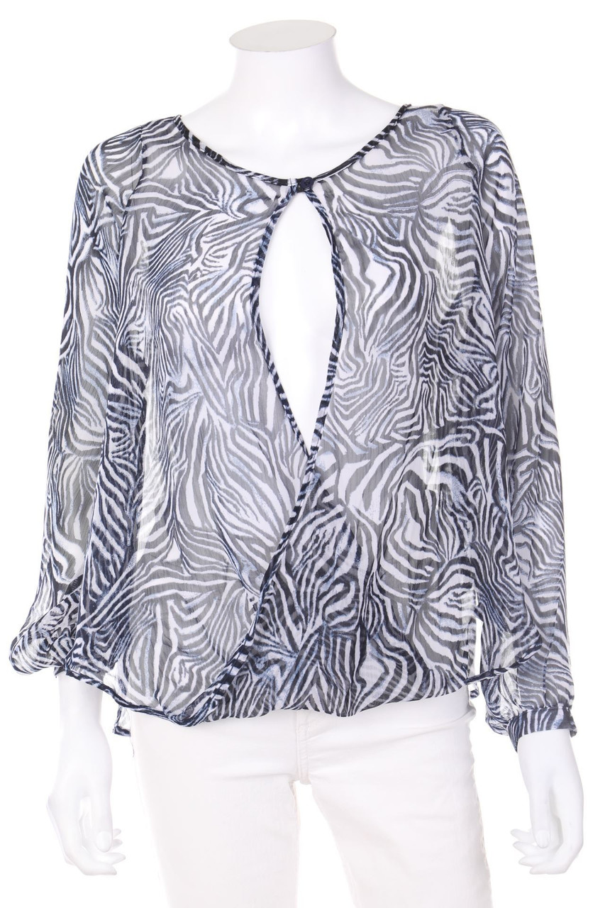 sweewë PARIS - Chiffon-Blouse with Wrap-Effect with Animal Print - D 36-38