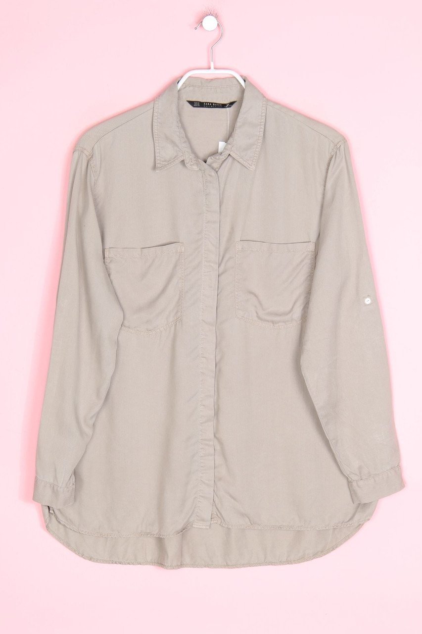 ZARA - Oversize-Hemd-Bluse mit Roll-up-Manschette - M
