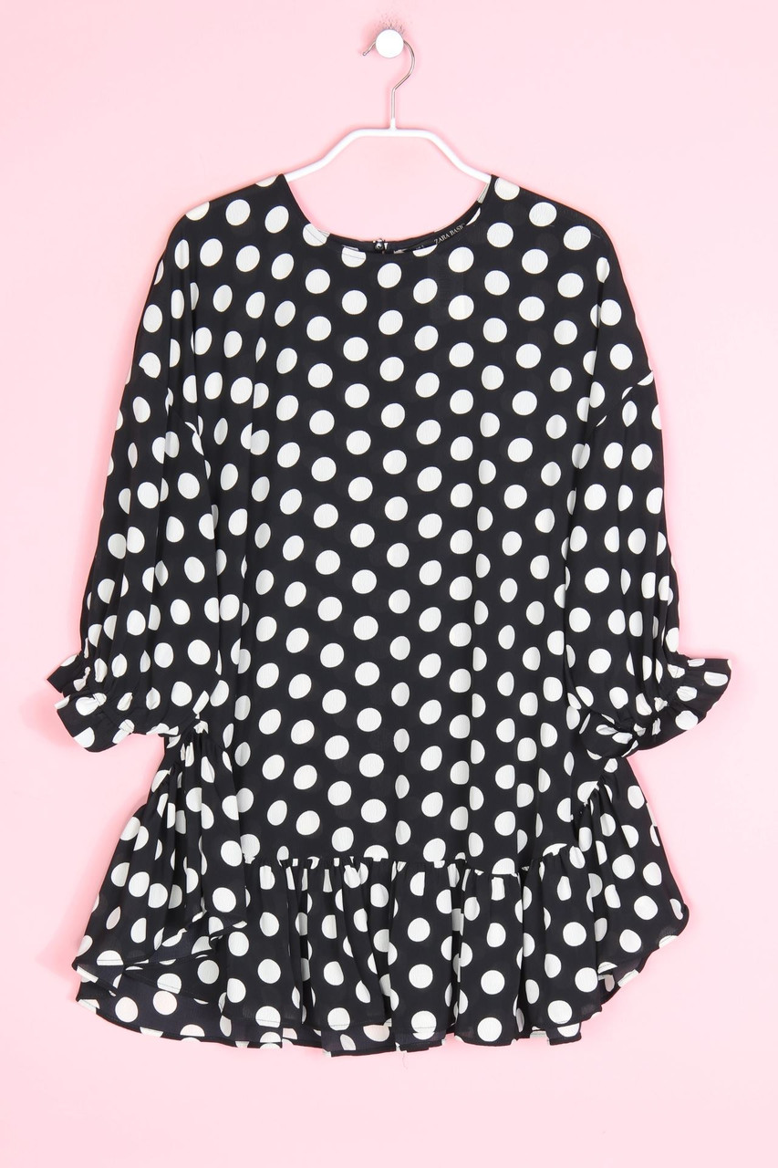 ZARA - Volant-Bluse mit Punkten - S