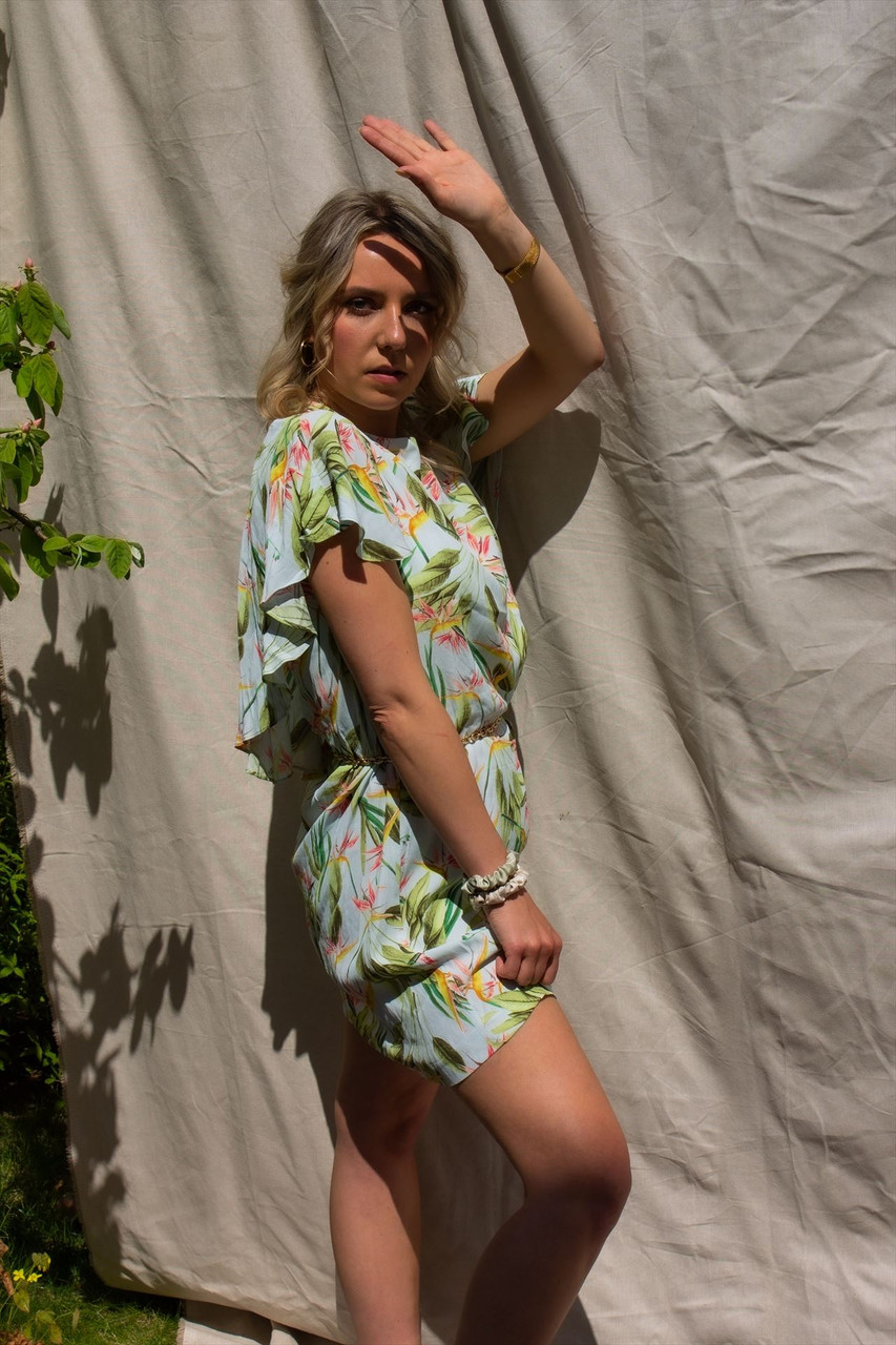 ZARA - Patterned dress with Volants - S