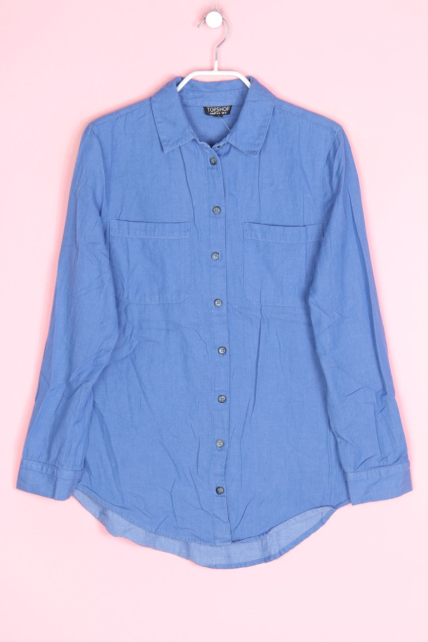 TOPSHOP - Shirt Blouse, Denim Look with Embroideries - D 38