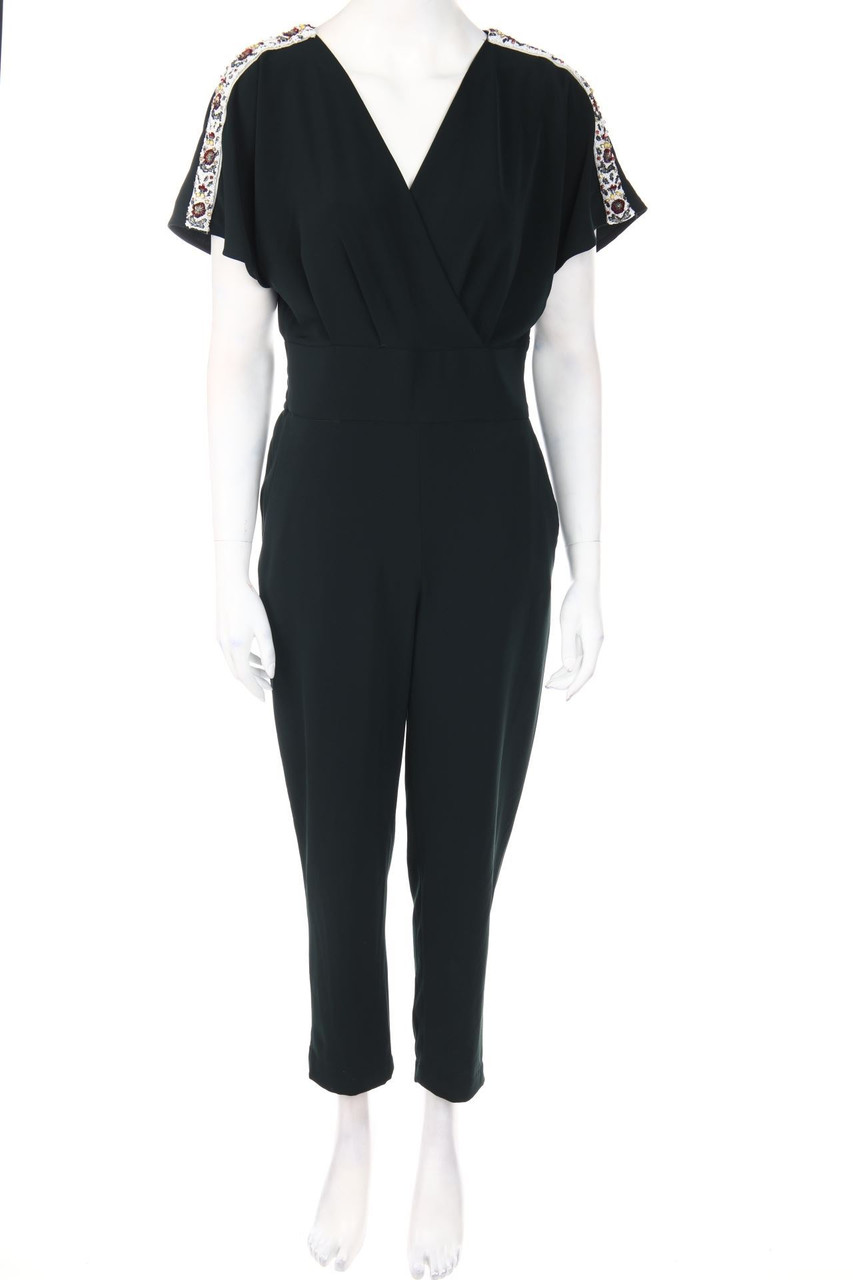 ZARA - Jumpsuit in Wickel-Optik mit Perlen - S