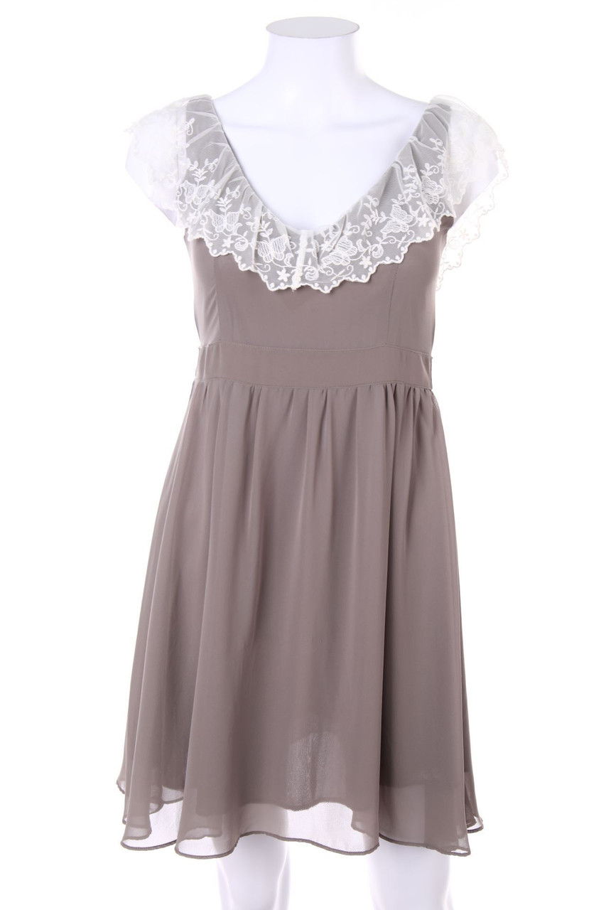 MINA UK - Chiffon-dress with Lace - S