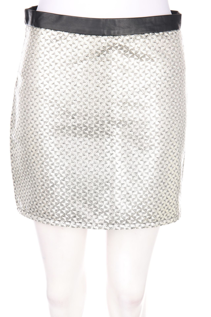 NAF NAF - Metallic-Minirock mit Kunstleder-Details - D 36