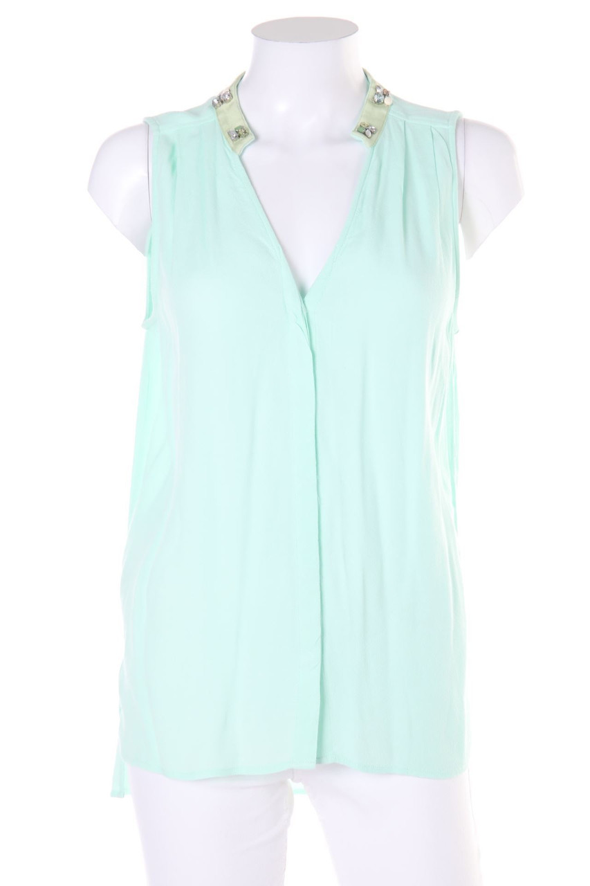 COMPTOIR DES COTONNIERS - Sleeveless Shirt Blouse, Crêpe with Jewelry Stones - D 40