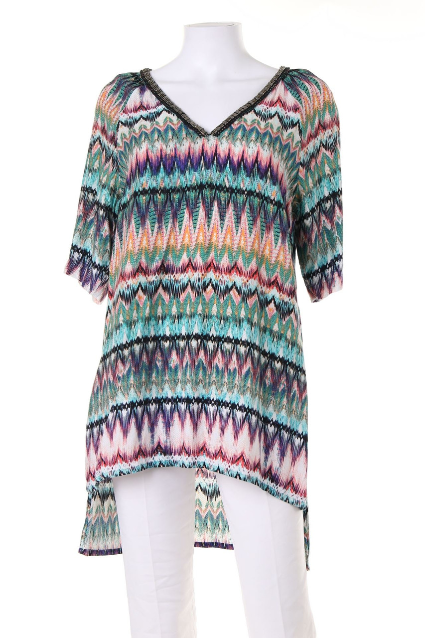 comma - Muster-Shirt mit Perlen - D 38