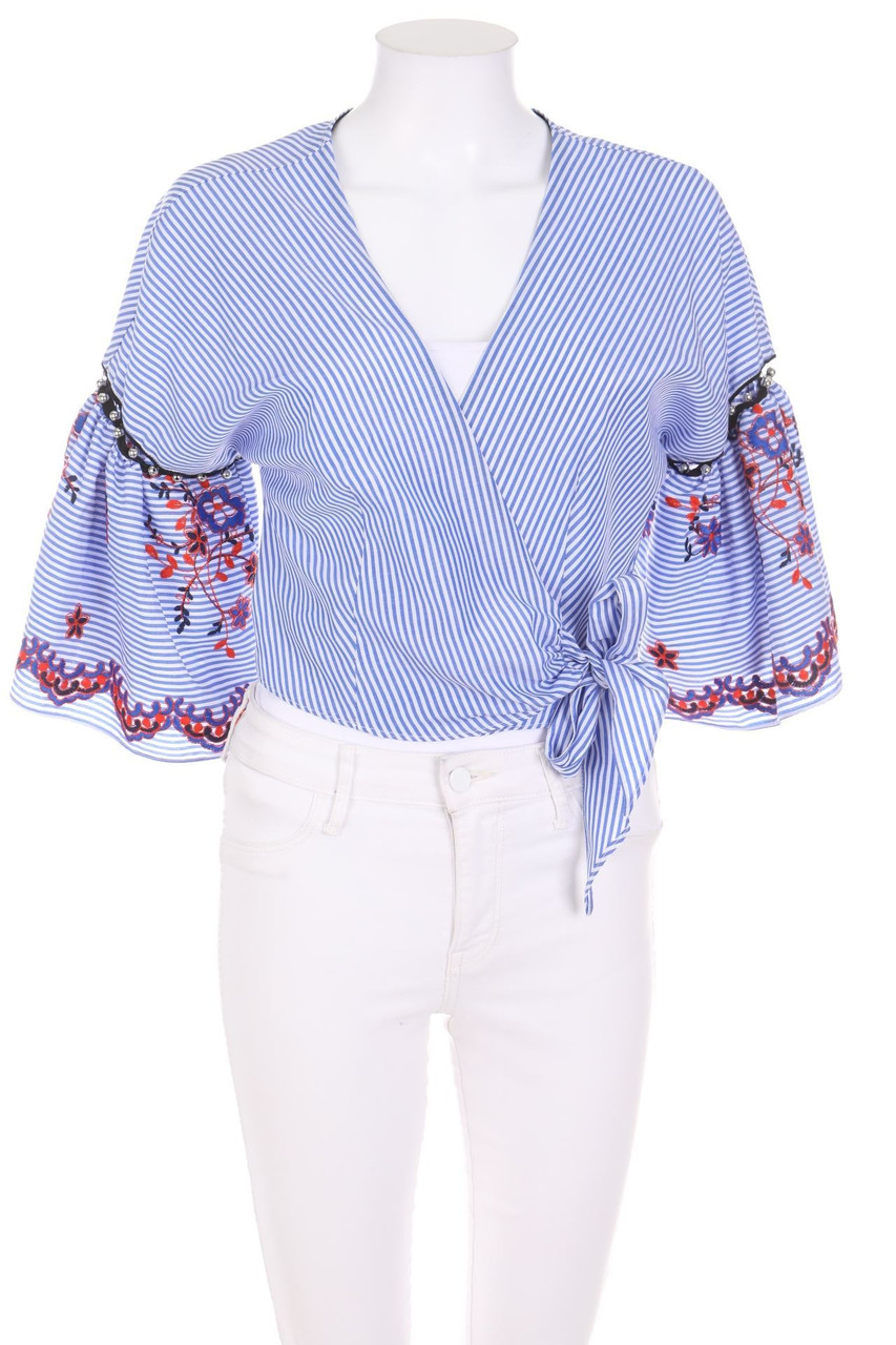 TOPSHOP - Wrap Blouse with Stripes - D 36