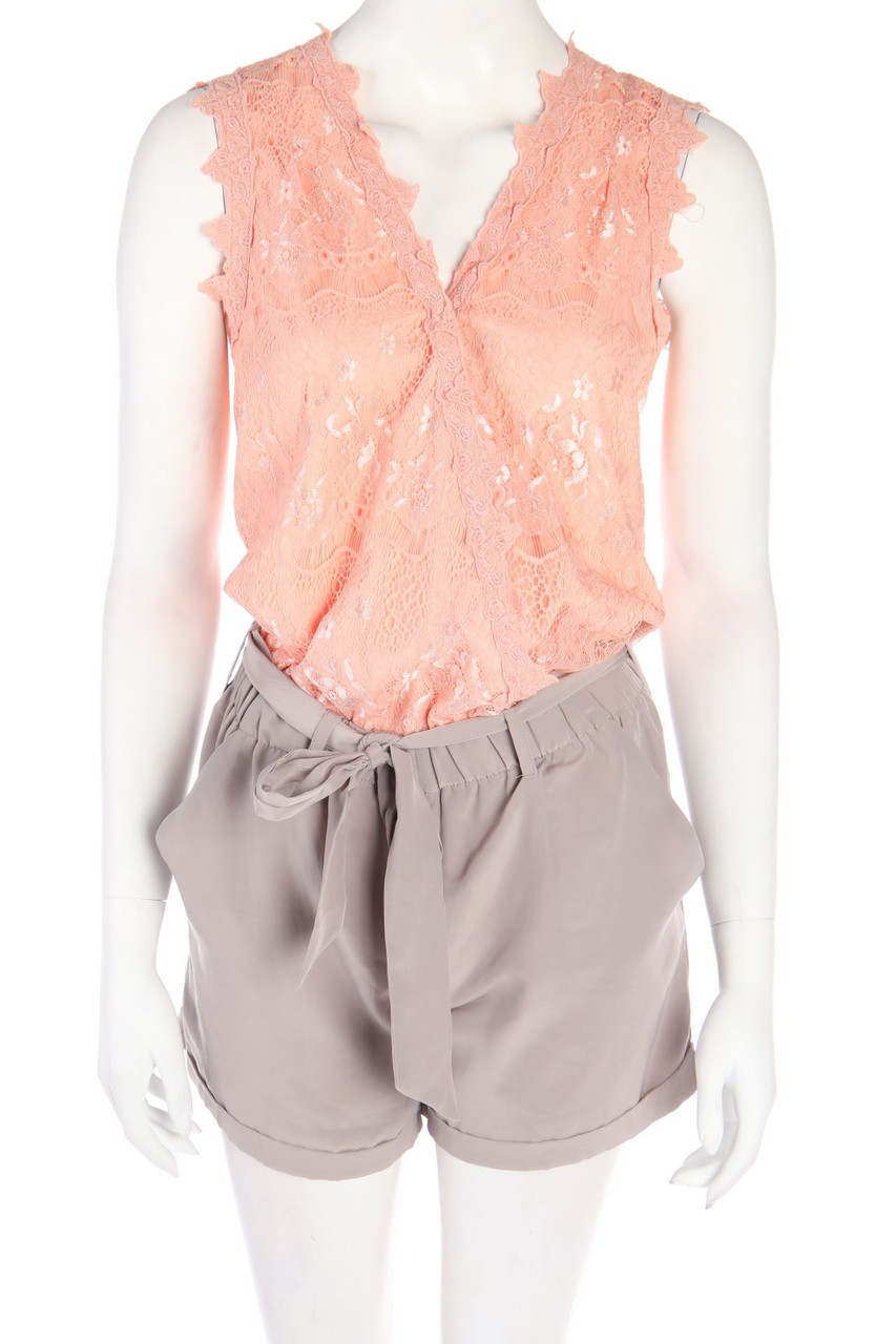 VILA - Two Tone-Playsuit mit Spitzen-Einsatz - M