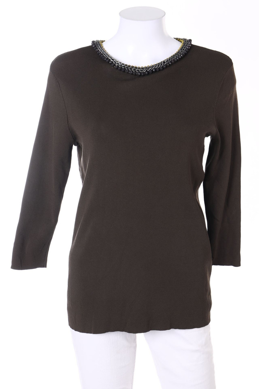 Zara Knit - Strick-Pullover mit Schmuckstein-Applikation - S