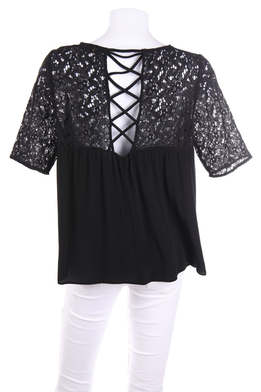 ZARA - Kurzarm-Bluse mit Spitze - L