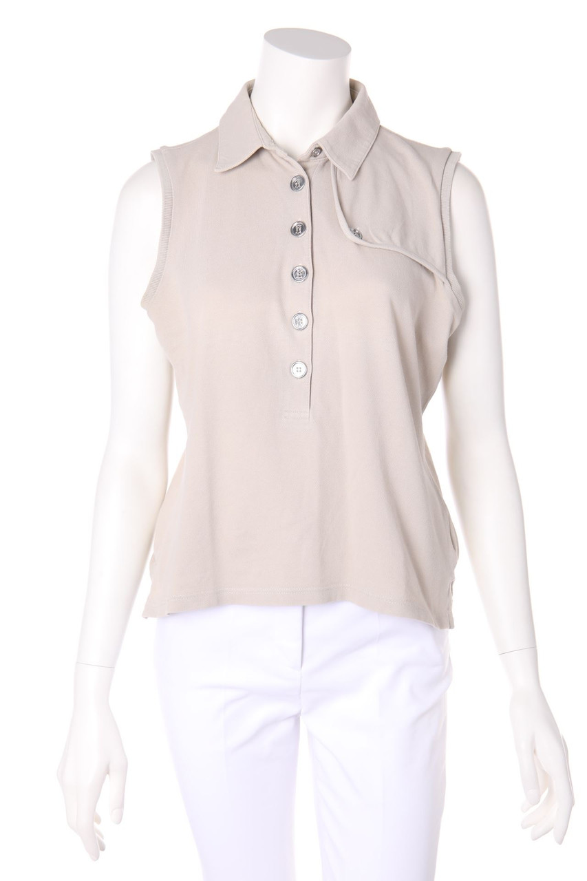 BURBERRY LONDON - sleeveless polo shirt with Logo Buttons - M