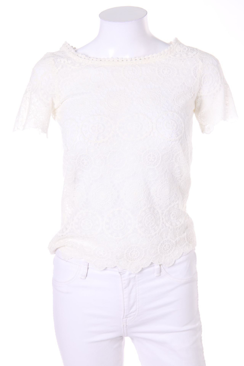 NAF NAF - Shirt aus Spitze mit Muschelsaum - XS