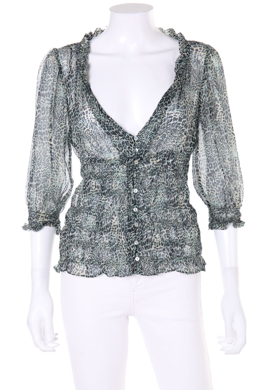 ZARA - Bluse mit Leo-Print mit Raffungen - S