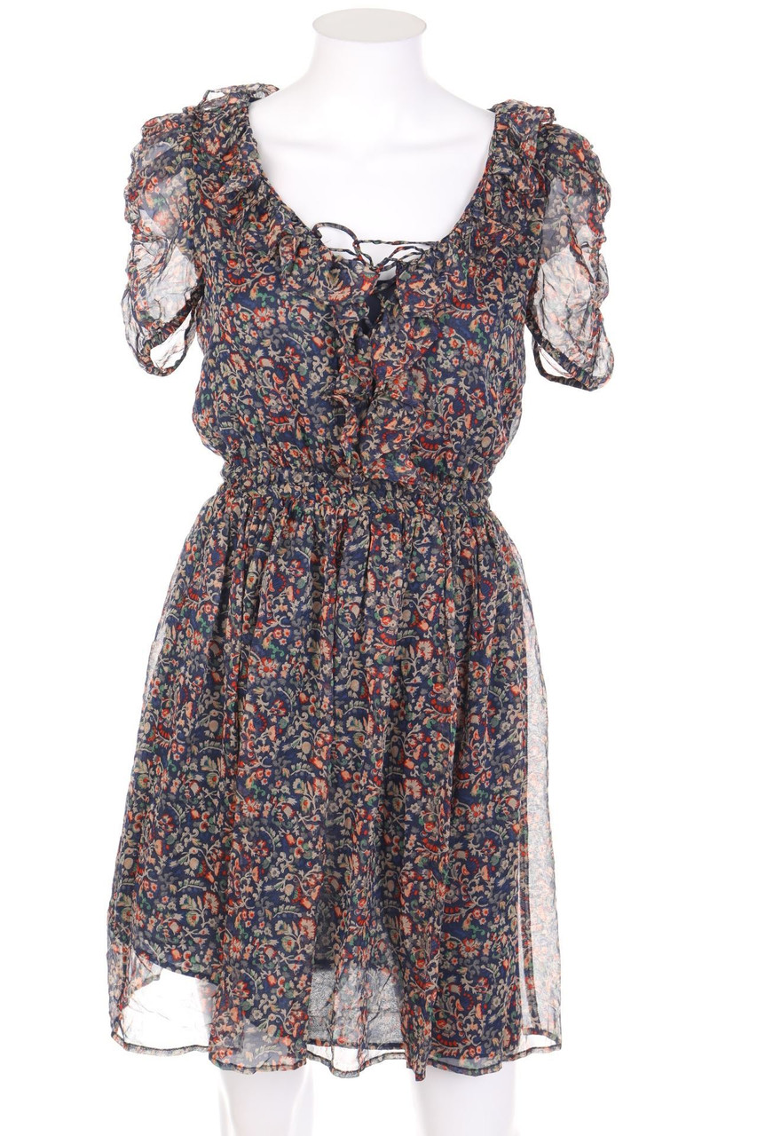 ZARA WOMAN - Seidenkleid mit Rüschen - XS