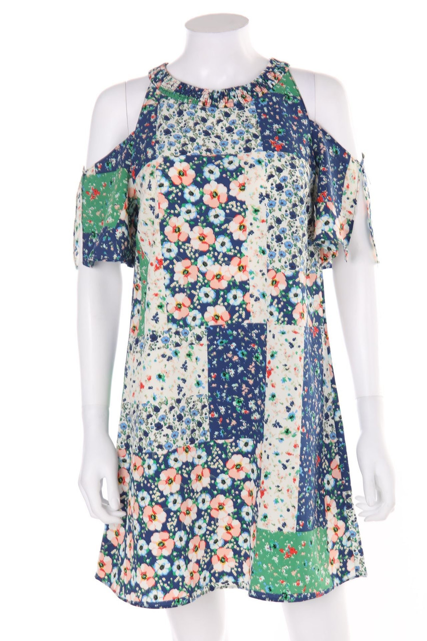 ZARA - Cold-Shoulder-Dress, Patchwork Style - XS