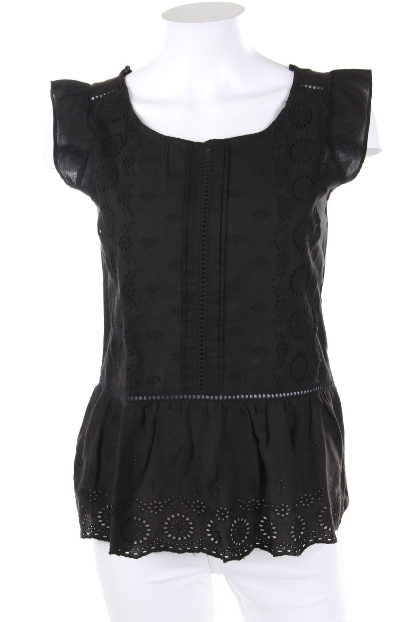 NAF NAF - Blusentop aus Lochspitze mit Raffungen - XS